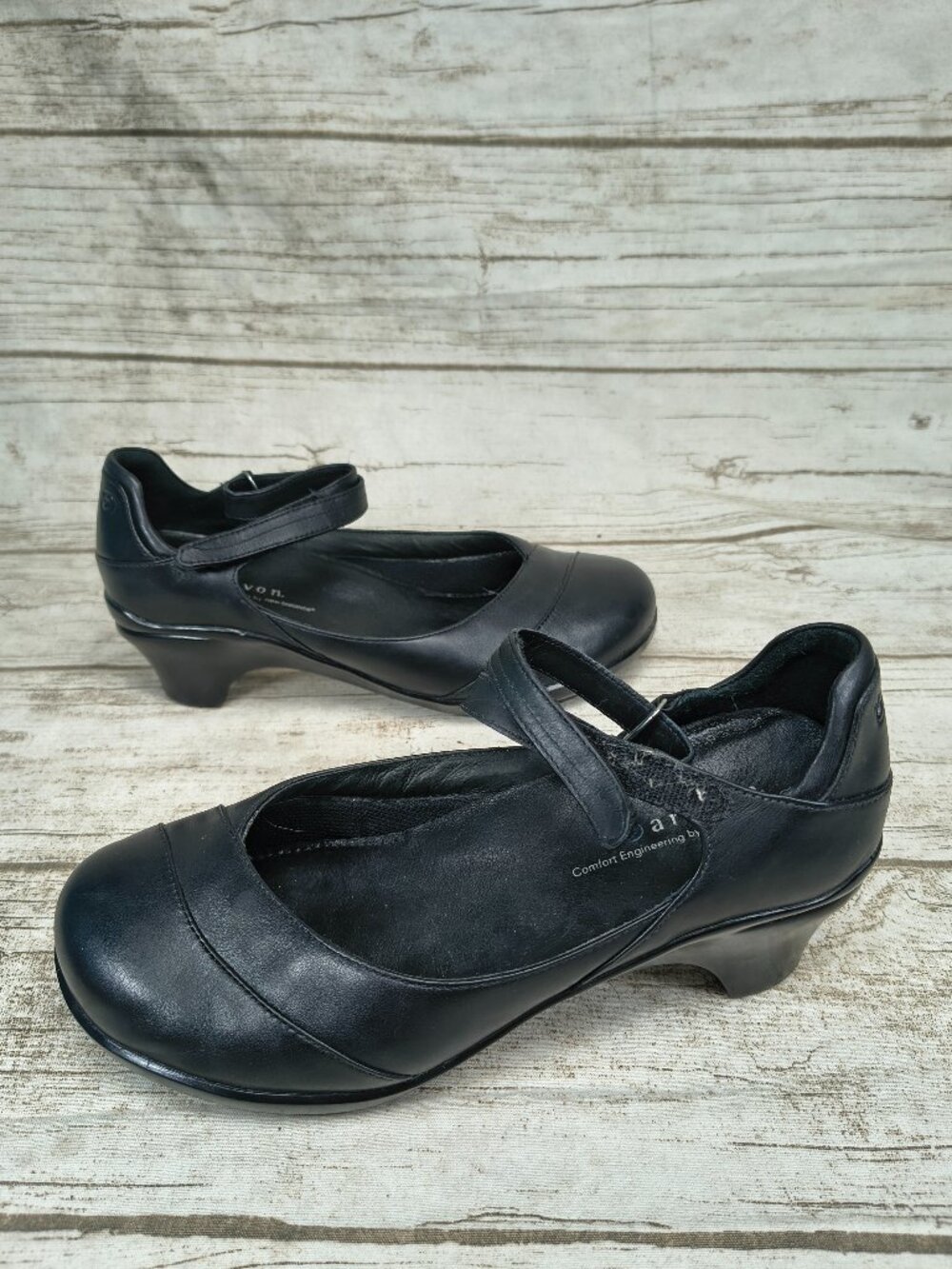 Aravon Black Leather Comfort Mary Jane Shoes Women’s Size 8 EE Extra Wide